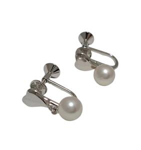 新品同様 ミキモト MIKIMOTO パール ハート スイング イヤリング シルバー アコヤ真珠 スターリングシルバー 【中古】