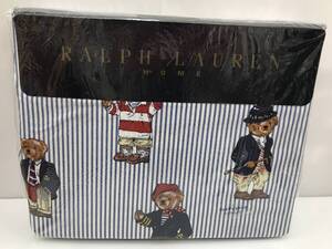 (未使用品)ラルフローレン/RALPH LAUREN　ベアーストライプ　フィッティドシーツS/シングル100×200×28cm　ブルー　綿100％　ベッドカバー