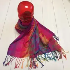 デッドストック！2000年代 PASHMINAカシミヤストール レインボーグラデ