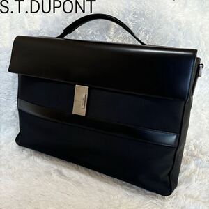 S.T.DUPONT ブリーフケース ビジネスバッグ レザー　エステーデュポン　書類カバン　黒　シルバー金具　