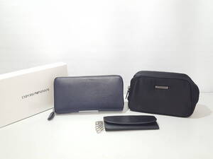 【美品含む】GIORGIO ARMANI ジョルジオアルマーニ ポーチ他 3点セット/EMPORIO ARMANI エンポリオアルマーニ/長財布/キーケース/LNT94