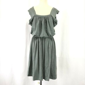 オリゾンティ/日本製★Vivienne Westwood RED LABEL★ノースリーブ/ひざ丈ワンピース【size2/M/ボーダー柄/緑×茶】dress◆pBH581