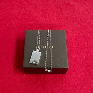 極 美品 希少 GUCCI グッチ G ロゴ モチーフ シルバー925 チェーン ネックレス ペンダント アクセサリー レディース メンズ シルバー 29380