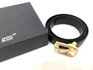 T11/043 MONTBLANC モンブラン メンズ レザーベルト ブラック ゴールド金具