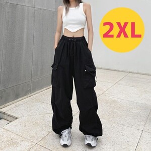 カーゴパンツ ワークパンツ 薄手 2XL ダンス メンズ レディース 韓国 黒