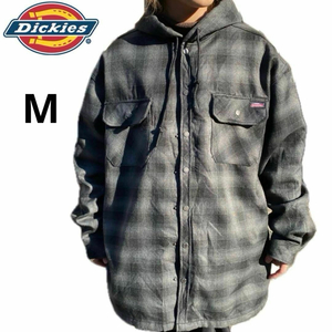 Dickies ディッキーズ　メンズ　チェック柄　ワークジャケット　アウター・上着　シャツジャケット・シャツパーカー　Mサイズ　グレー・黒