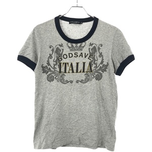 DOLCE&GABBANA ドルチェ＆ガッバーナ GODSAVE ITALIA プリントTシャツ G8C85T/G7I46 グレー 46 IT17IWAKZCBG