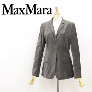 美品 白タグ◆Max Mara マックスマーラ モールスキン コットン 3釦 ジャケット グレー 40