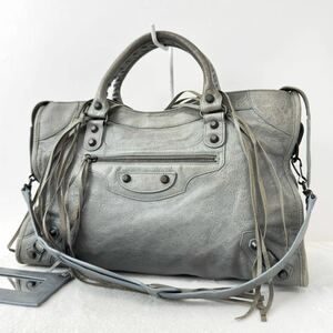 1円〜★BALENCIAGA バレンシアガ The City ザ・シティ 2way 115748 ショルダーバッグ ハンドバッグ オールレザー エディターズ グレー 3