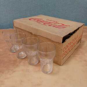 希少　元箱入り Coca-Cola コカ・コーラ　FOUNTAIN GLASS 1ダース　ISHIZUKA GLASS 石塚硝子　グラス　昭和レトロ　未使用品　長期保管品