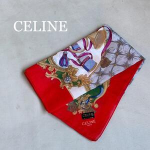 『CELINE』セリーヌ 総柄 ラッパ コットンスカーフ