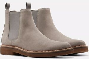 Clarks 26cm チェルシー サイドゴア ブーツ グレー スエード レザー ビジネス スニーカー フォーマル ローファー スーツ XXX361