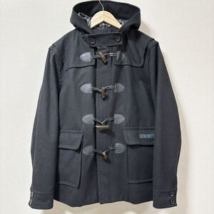 【Subciety】サブサエティ ダッフルコート ブラック 黒 フード メルトン調 ジップアップ ロゴ ペイズリー メンズ サイズM/Y4713 SS