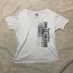 ハーレーダビッドソン Harley Davidson ロゴプリントTシャツ 半袖 白 XLサイズ 大きいサイズ