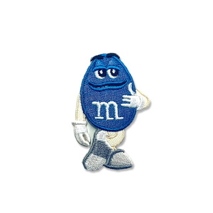 ミニワッペン M&M ブルー (4x5.8cm) [MW114] 手芸 パッチワーク アメ雑 アメリカン雑貨 エムアンドエム