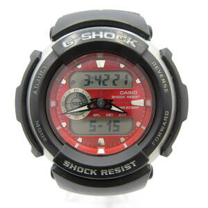 T1004☆CASIO G-SHOCK デジアナ G-300【3750】G-SPIKE Gスパイク G-300-4AJF ブラック×レッド カシオ Gショック 中古【時計】