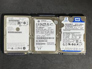 ★ 3個セット ★ 320GB・250GB・120GB ★ 2.5インチ内蔵HDD SATA 稼働品/正常判定　日立/WD/富士通　HTS545032B9A300/WD2500BEVT/MHY2120BH