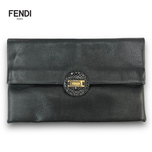 【IT6N6GSACMWS】FENDI フェンディ レザー パイソン クラッチバッグ 黒 ブラック