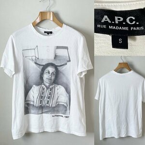 ★【送料無料 国内正規品 日本製】A.P.C.(APC) アーペーセー コットン100％ La Napoule 1967 クルーネック フォト Tシャツ S 半袖 ホワイト