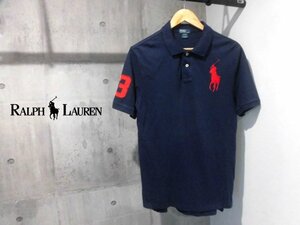 POLO RALPH LAUREN/ポロ ラルフローレン ビッグポニー刺繍 半袖 ポロシャツ XL/半袖シャツ/カノコ/紺 ネイビー/メンズ