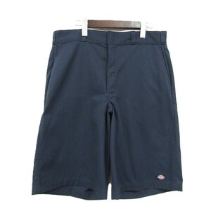 W34 Dickies ワーク ハーフ パンツ ショーツ ショート ネイビー ディッキーズ ストリート 古着 ビンテージ 4JU0202