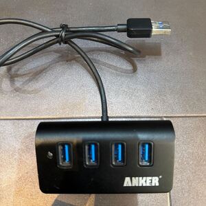 Anker USB 3.0 高速4ポートハブ 一体型ケーブル アルミ製 USB 2.0互換 (ブラック)