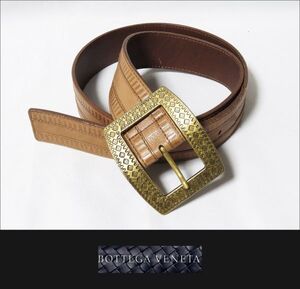 ■■＜良品：伊製＞ボッテガヴェネタ＜BOTTEGA VENETA／big buckle＞Leather ベルト＜ 90／36＞■■