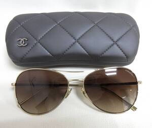 13632◆CHANEL シャネル 4259-T ｃ.395S5 56□15 140 TITANIUM サングラス MADE IN JAPAN 中古 USED