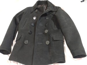 フルカウント　FULLCOUNT Pコート　　38　黒　Black WWI P-COAT 馬革　ホースヌバック　レザー　HORSE NUBUCK　レザーコート　