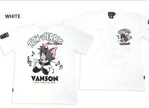 vanson×TOM＆JERRY 半袖Tシャツ◆vanson ホワイトXLサイズ TJV-2413 バンソン ヴァンソン トムとジェリー 刺繍 バイカー