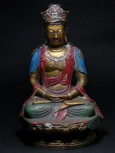 ▲60G111▲古銅製・弥勒菩薩坐像・重量約1380g
