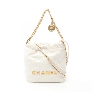 シャネル CHANEL 22 ミニ レースパッチワーク ブランドオフ CHANEL レザー ショルダーバッグ レザー 中古 レデ