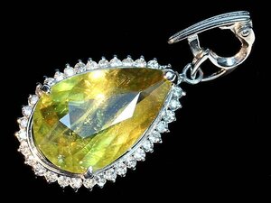 UL12067SS【1円～】新品【RK宝石】《Sphene》極上スフェーン 特大6.78ct 極上ダイヤモンド K14WG 高級ペンダントヘッド ネックレス ダイヤ