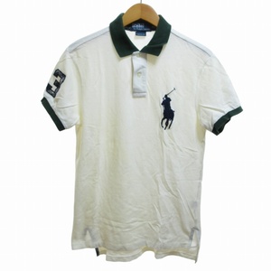 ポロ バイ ラルフローレン Polo by Ralph Lauren リンガーポロシャツ カットソー ビックポニー刺? 半袖 Sサイズ 白系IBO52 ☆AA★