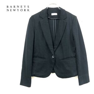 1O2074-W◆BARNEYS NEWYORK バーニーズニューヨーク カットソージャケット 裏地なし シンプル きれいめ◆size:40 ブラック コットン 他