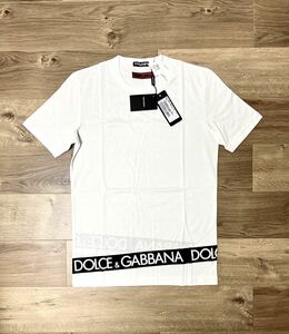 未使用タグ付き DOLCE&GABBANA ライン ロゴ プリント T シャツ サイズ48(サイズ44・46・50の方も着用可能)