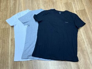 新品同様 DIESEL ディーゼル 半袖Tシャツ 3点セット XL メンズ ブラック ホワイト グレー コットン100％ カットソー クルーネック あ-7