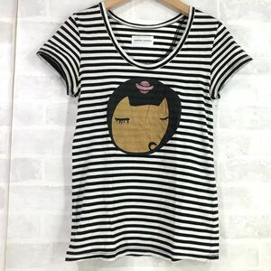 TSUMORI CHISATO ツモリチサト キャッツ柄 ボーダー 半袖 カットソー Tシャツ SIZE: 2 LH632022012809