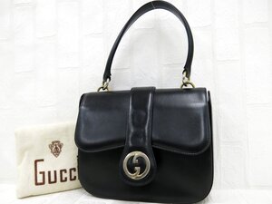 ◆超美品◆GUCCI オールド グッチ◆カーフ レザー 本革◆ハンド バッグ◆黒 G金具◆イタリア製◆ヴィンテージ◆インターロッキング◆A9474