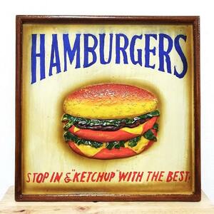 木製看板 アメリカン ハンバーガー アンティークボード おしゃれ ビンテージ 店舗 お店 カフェ かわいい 雑貨 インテリア