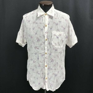 タケオキクチ/TK★薄手/半袖シャツ【3/メンズL/白×紫/white×purple/花柄】Tops/Shirts◆BH705