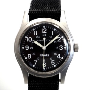 Th555611 ハミルトン 腕時計 カーキ Khaki 9415A SS 手巻き ブラック文字盤 HAMILTON 中古 ※社外NATOベルト