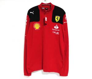 新品 PUMA × Ferrari ハーフジップ コットン ポリエステル ニット M レッド プーマ フェラーリ スクーデリア チーム スウェット セーター