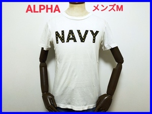 即決! ALPHA INDUSTRIES アルファ NAVY 半袖Tシャツ メンズM