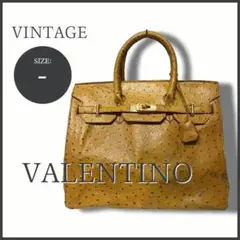 高級 VALENTINO オーストリッチ ケリーバッグ/ハンドバッグ キャメル