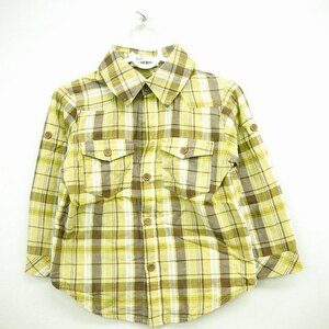 クラップキッズ CLAP KIDS ベビー 子供服 シャツ カジュアル チェック 長袖 コットン 綿 95 ライトグリーン 黄緑 /MT16 キッズ