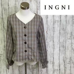 INGNI★イング★チェック柄前ボタンブラウス★サイズM　16-60