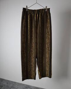 P1K167 Vintage Unique Stripe Wide Toromi Easy Pants ユニークストライプ ワイド とろみ イージーパンツ 茶 レトロ