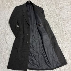 ◆極美品 L〜LL相当◆Star Vau チェスターコート ロングコート 総丈117 ピュアカシミヤ100% カシミア シングル 比翼 ダークグレー メンズ 