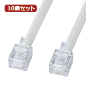 10個セット サンワサプライ エコロジー電話ケーブル(ノーマル) TEL-EN-7N2 TEL-EN-7N2X10 /l